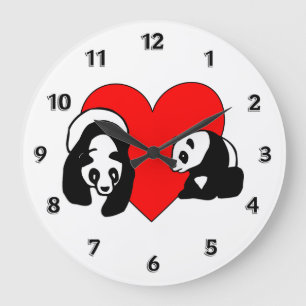 Grande Horloge Ronde Amour de panda