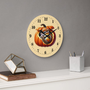 Grande Horloge Ronde Amoureux de petits écureuils automnaux mignons