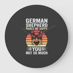 Grande Horloge Ronde Amoureux du Berger Allemand Drôle Rétro