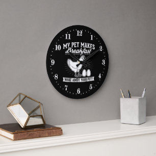Grande Horloge Ronde amoureux du poulet amusant art du mot