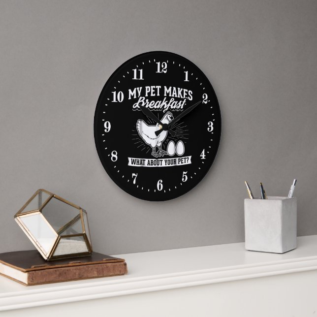 Grande Horloge Ronde amoureux du poulet amusant art du mot (Bureau)