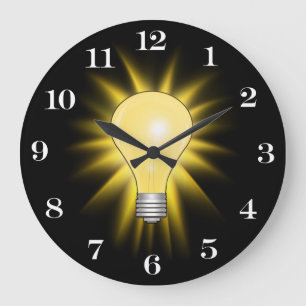 Grande Horloge Ronde Ampoule lumineuse Idée brillante (numéros amovible