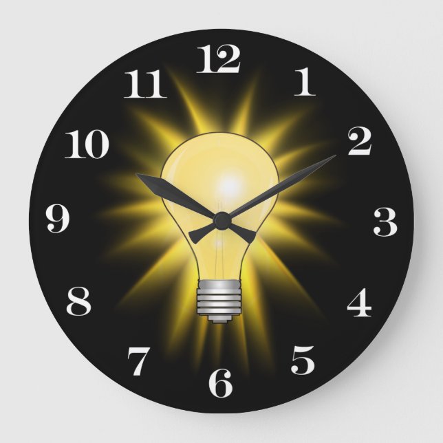 Grande Horloge Ronde Ampoule lumineuse Idée brillante (numéros amovible (Recto)