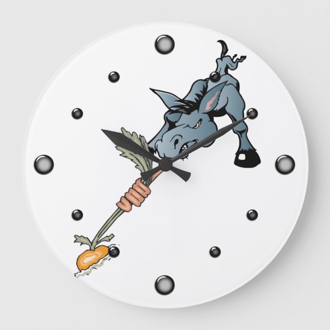 Grande Horloge Ronde Amusant âne et cadran de carottes (Recto)