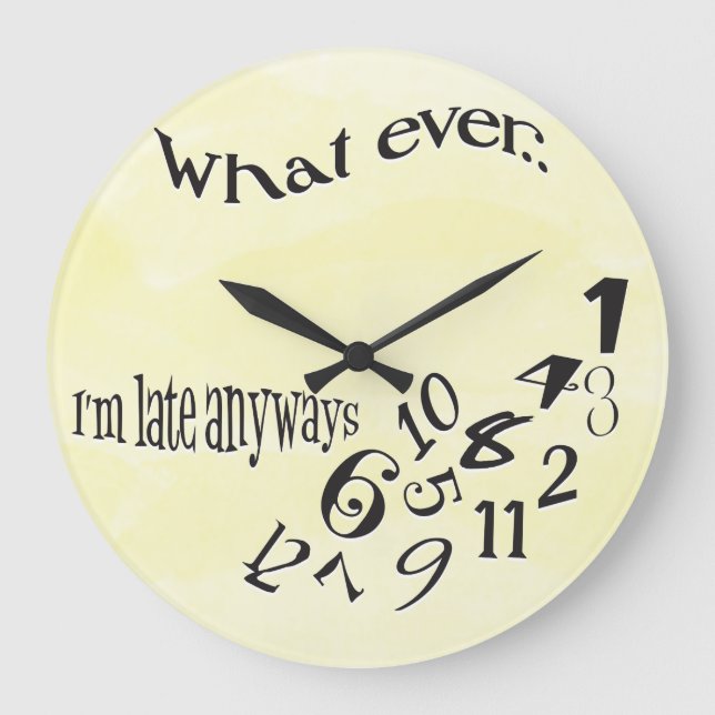 Grande Horloge Ronde Amusant Quoi que je sois Aquarelle Jaune tardive (Recto)