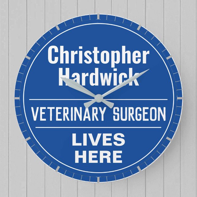 Grande Horloge Ronde Amusant Vétérinaire Chirurgien Mur Style Plaque (Créateur téléchargé)