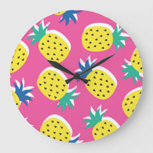 Grande Horloge Ronde Ananas Couleurs folles : Pop-Art chilien.
