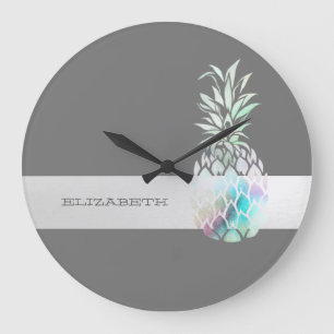 Grande Horloge Ronde Ananas Mignon Branché, Rayure -P