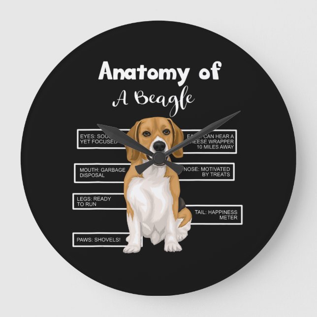 Grande Horloge Ronde Anatomy Of A Beagle Funny Dog Lovers (Recto)