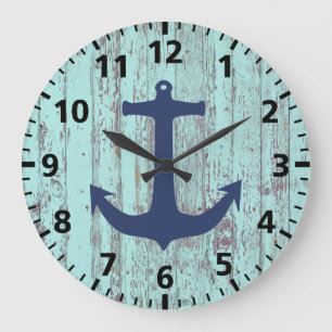 Grande Horloge Ronde Ancre Beach Shabby Chic