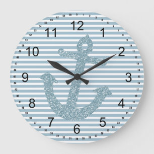 Grande Horloge Ronde Ancre Parties scintillant bleu fille