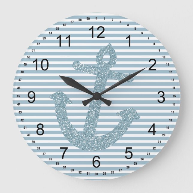 Grande Horloge Ronde Ancre Parties scintillant bleu fille (Recto)