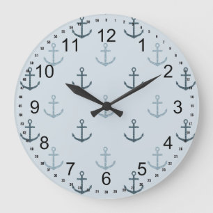 Grande Horloge Ronde Ancres Parties scintillant bleue