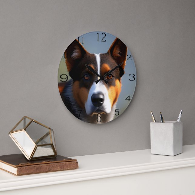 Grande Horloge Ronde Andy The Australian Blue Heeler, (Bureau)