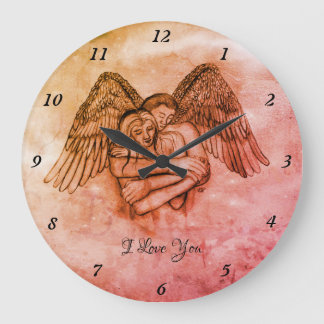 Grande Horloge Ronde Ange Eros en amour