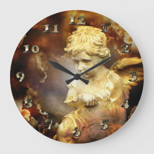 Grande Horloge Ronde Ange merveilleux d'ange