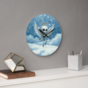 Grande Horloge Ronde Ange squelette – Le côté doux de l'au-delà.