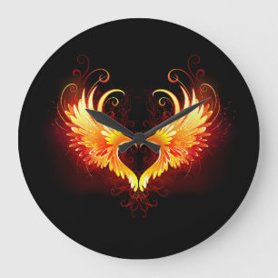 Grande Horloge Ronde Angel Fire Heart with Wings