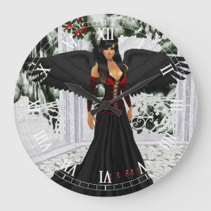 Grande Horloge Ronde Angel of the Dark Roman Numeral Clock