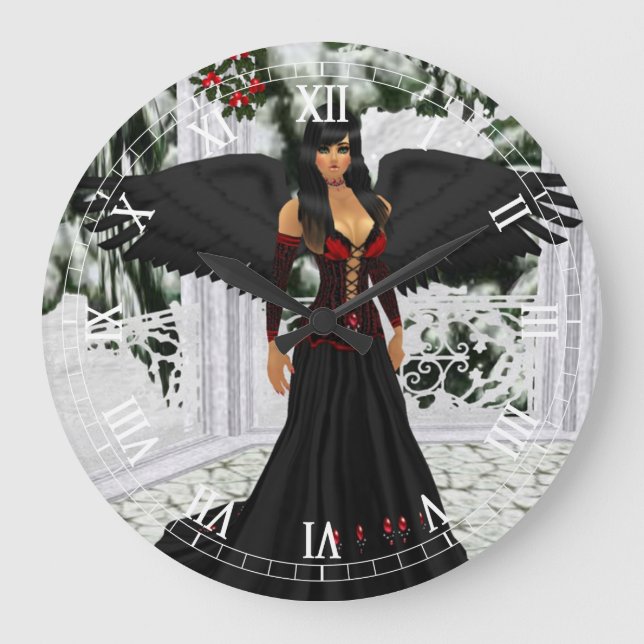 Grande Horloge Ronde Angel of the Dark Roman Numeral Clock (Recto)