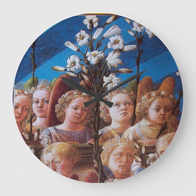 GRANDE HORLOGE RONDE ANGELS AVEC MENSONGES BLANCS (Recto)