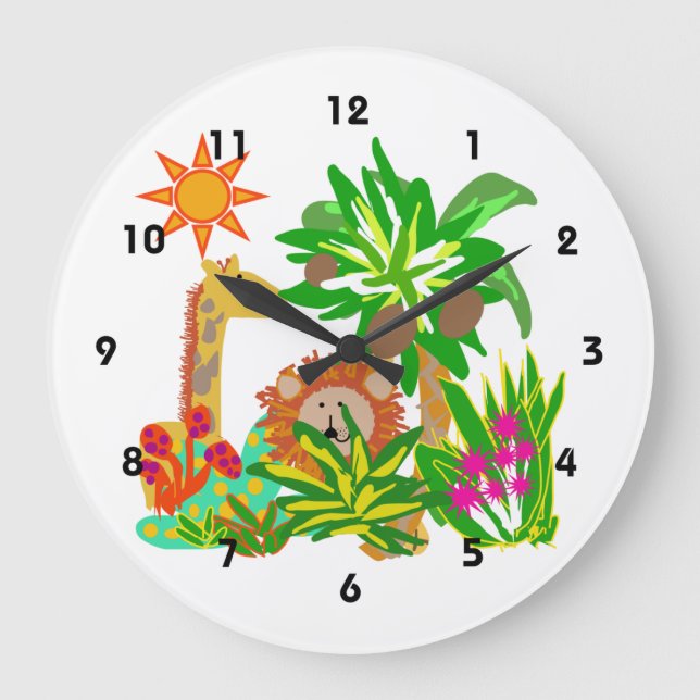 Grande Horloge Ronde Animal safari Wall Clock (Recto)