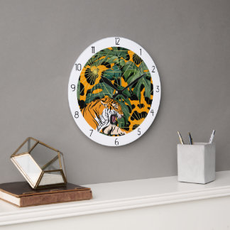 Grande Horloge Ronde animal  tiger at the jungle