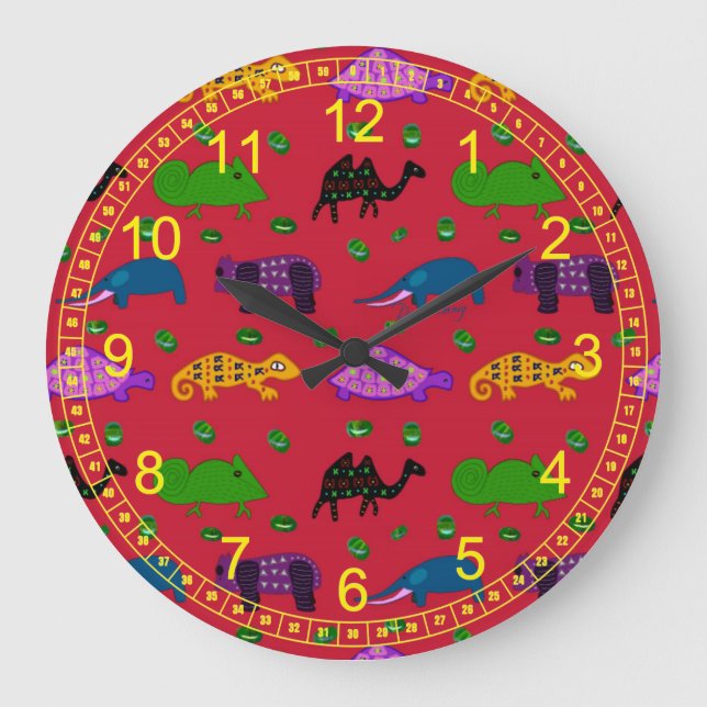 Grande Horloge Ronde Animals - Abstract (Recto)