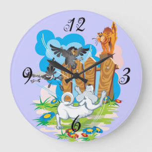 Grande Horloge Ronde Animaux dans l'horloge murale de l'allée