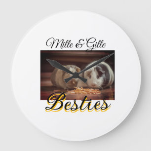 Grande Horloge Ronde Animaux de compagnie amis besties ajouter nom anim