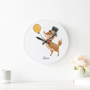Grande Horloge Ronde Animaux de fête - Faon