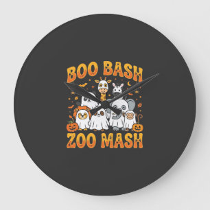 Grande Horloge Ronde Animaux du zoo Halloween Boo Bash Zoo Mash_1