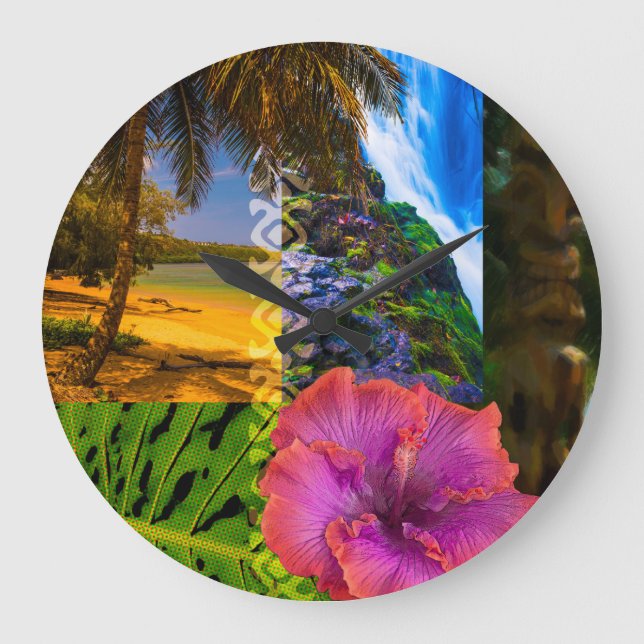 Grande Horloge Ronde Anini Beach, Kauai Hawaiian Collage (Recto)