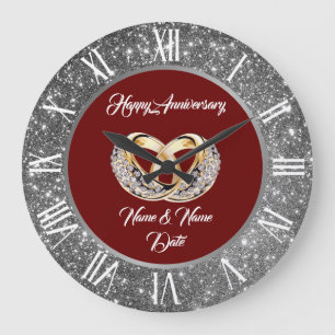 Grande Horloge Ronde Anniversaire d'argent de la Personnaliser de diama