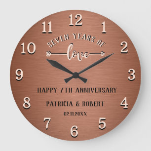 Grande Horloge Ronde Anniversaire de cuivre Joyeux 7e anniversaire de m