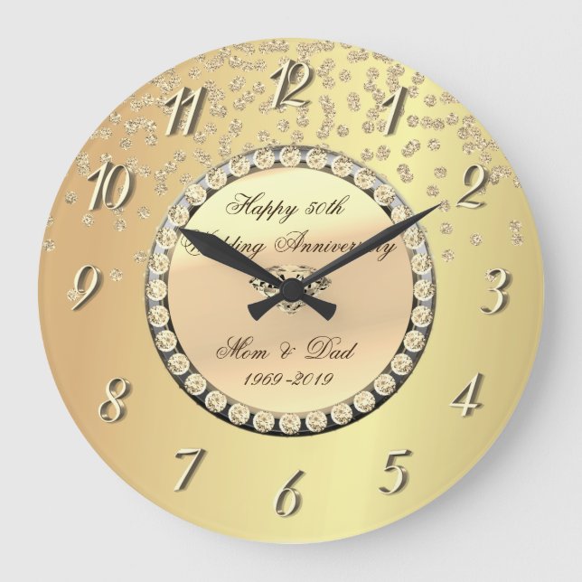 Grande Horloge Ronde Anniversaire de mariage de diamants d'or 25ème (Recto)