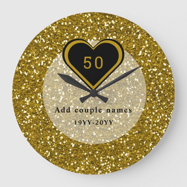 Grande Horloge Ronde Anniversaire de mariage de parties scintillantes (Recto)