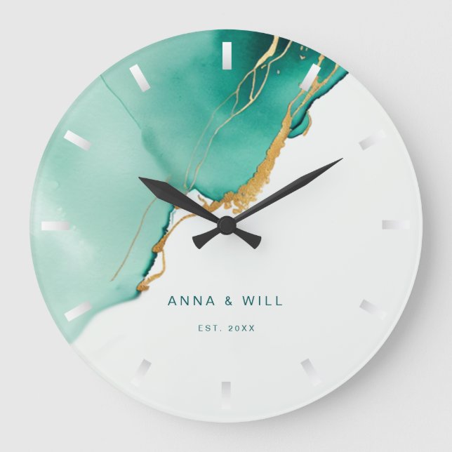 Grande Horloge Ronde Anniversaire de mariage d'Emerald Gold Beach (Recto)