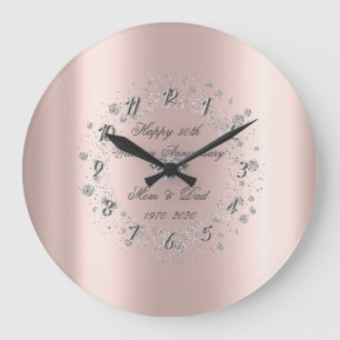 Grande Horloge Ronde Anniversaire de mariage en diamants confetti or ro