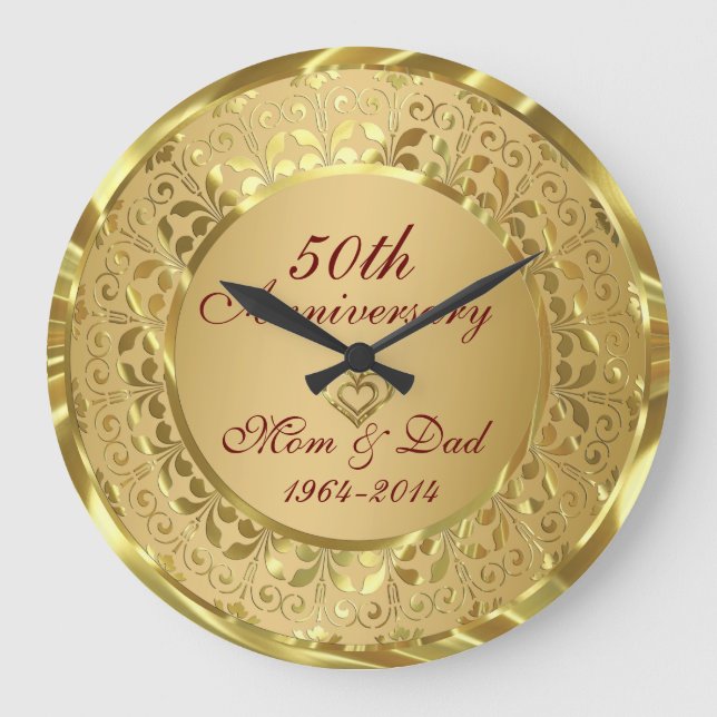 Grande Horloge Ronde Anniversaire du 50e Mariage de l'or mousseux (Recto)