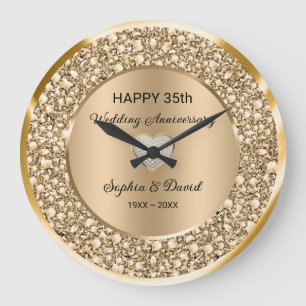 Grande Horloge Ronde Anniversaire du Mariage de diamants de cuivre