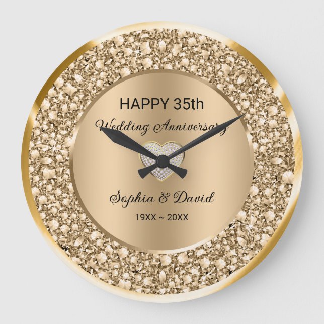 Grande Horloge Ronde Anniversaire du Mariage de diamants de cuivre (Recto)