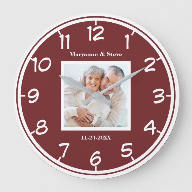 Grande Horloge Ronde Anniversaire Mariage des couples photo modernes (Recto)