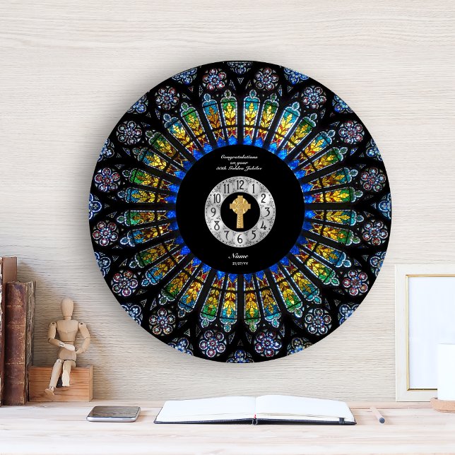 Grande Horloge Ronde Anniversary Stained Glass (Créateur téléchargé)