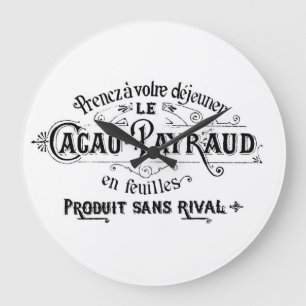 Grande Horloge Ronde Annonce française vintage de chocolat