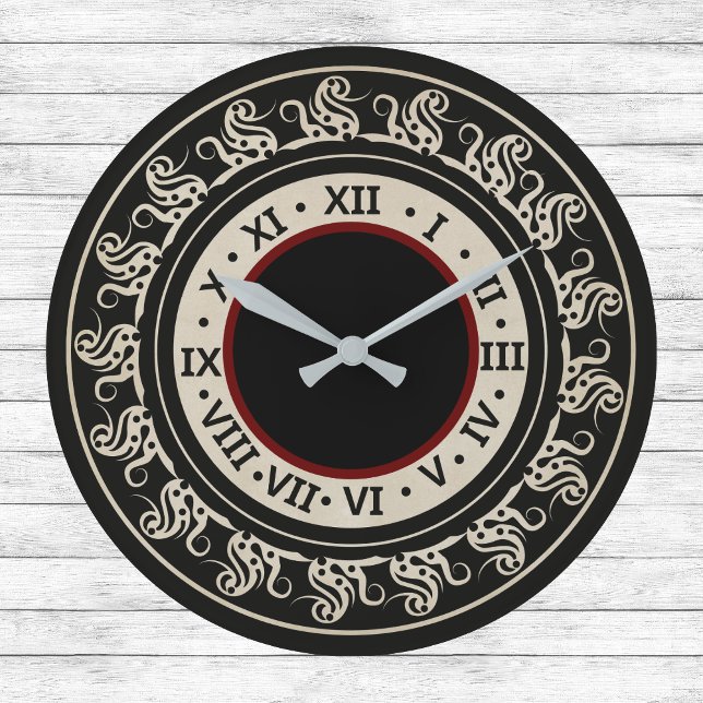 Grande Horloge Ronde Antique Look noir et écrin avec Bourgogne (Créateur téléchargé)