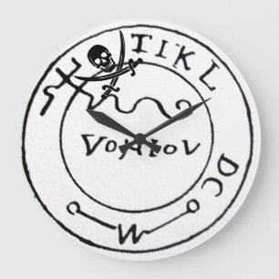 GRANDE HORLOGE RONDE ANTIQUE  PIRATES TREASURE MAP ,SKULL AND SWORDS