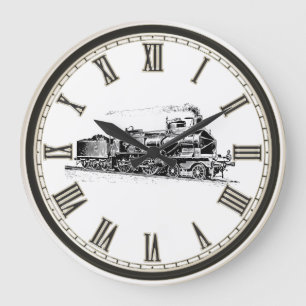 Grande Horloge Ronde Antique train maison décoration