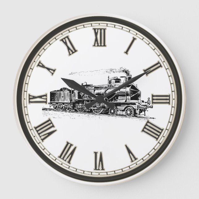Grande Horloge Ronde Antique train maison décoration (Recto)