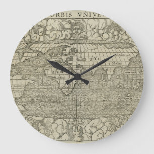 Grande Horloge Ronde Antique World Map by Sebastian Münster : environ 1